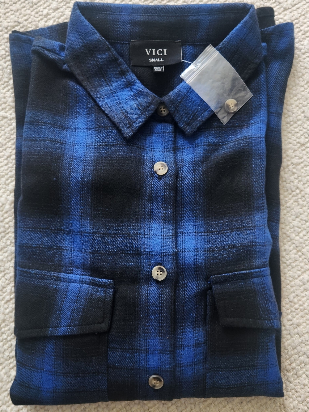 VICI Blue and Black Plaid Button-Down Shirt